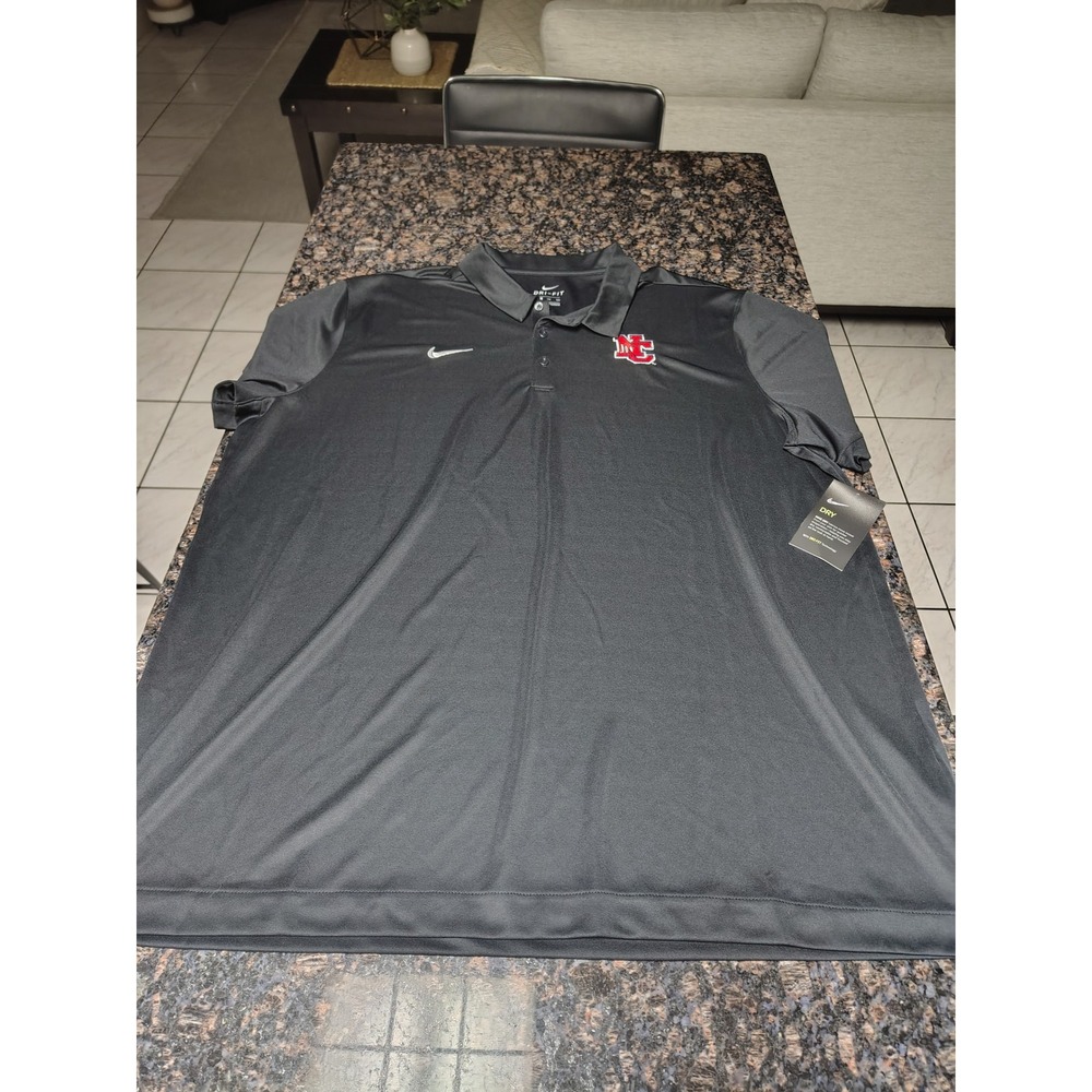 Nike Dri-FIT Mens XXL Black Polo Shirt NC Embroidered Logo Short Sleeve New